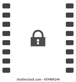 Flat paper cut style icon of a lock. Vector illustration