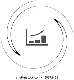 Flat paper cut style icon of a diagram. Vector illustration