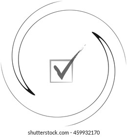 Flat paper cut style icon of check box. Vector illustration