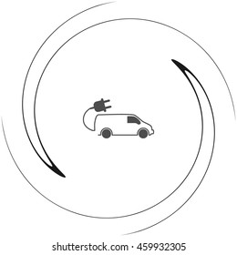 Flat paper cut style icon of an eco car. Vector illustration