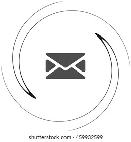 Flat paper cut style icon of envelope. E-mail symbol