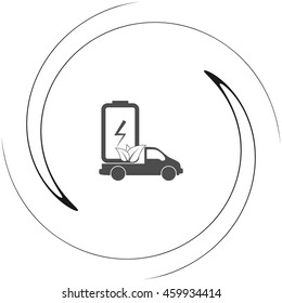 Flat paper cut style icon of eco vehicle. Delivery car symbol vector illustration