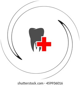 Flat paper cut style icon of tooth. Dentistry symbol icon vector illustration