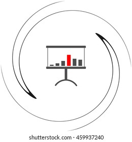 Flat paper cut style icon of a presentation stand. Vector illustration