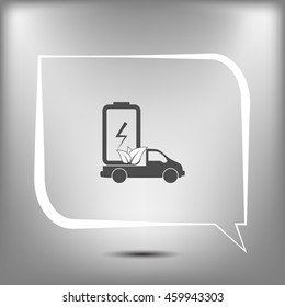 Flat paper cut style icon of eco vehicle. Delivery car symbol vector illustration