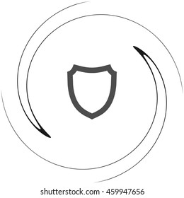 Flat paper cut style icon of a shield. Vector illustration