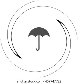 Flat paper cut style icon of umbrella. Vector illustration