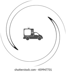 Flat paper cut style icon of vehicle. Delivery car symbol vector illustration