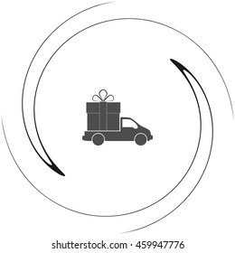Flat paper cut style icon of vehicle. Delivery car symbol vector illustration