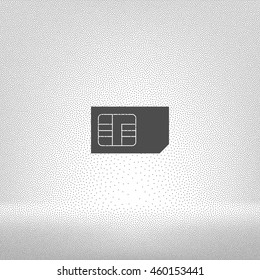Flat paper cut style icon of a sim card. Vector illustration