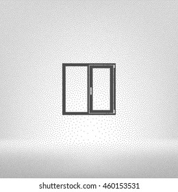 Flat paper cut style icon of modern window. Vector illustration