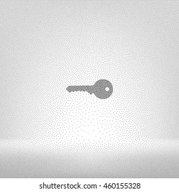 Flat paper cut style icon of an old key. Vector illustration