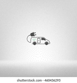 Flat paper cut style icon of an eco car. Vector illustration