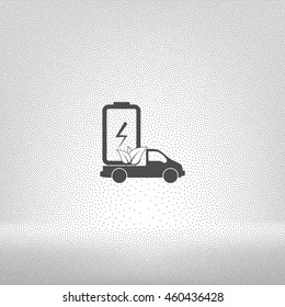 Flat paper cut style icon of eco vehicle. Delivery car symbol vector illustration