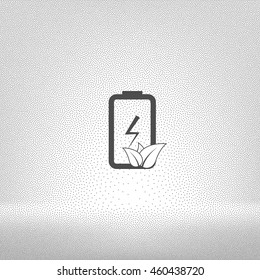 Flat paper cut style icon of eco friendly battery. Vector illustration