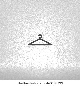Flat paper cut style icon of hanger. Vector illustration