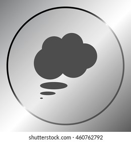 Flat paper cut style icon of thought cloud. Vector illustration