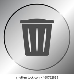 Flat paper cut style icon of trash can. Vector illustration