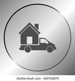 Flat paper cut style icon of vehicle. Delivery car symbol vector illustration