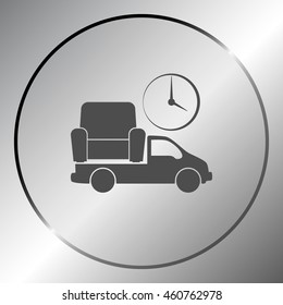 Flat paper cut style icon of vehicle. Delivery car symbol vector illustration