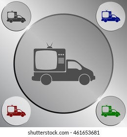 Flat paper cut style icon of vehicle. Delivery car symbol vector illustration