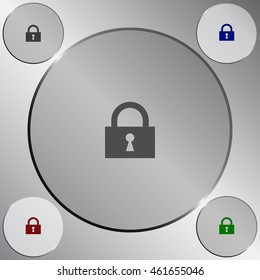Flat paper cut style icon of a lock. Vector illustration