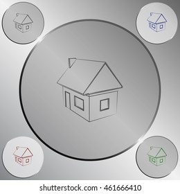 Flat paper cut style icon of house model vector illustration