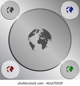 Flat paper cut style icon of globe. Vector illustration