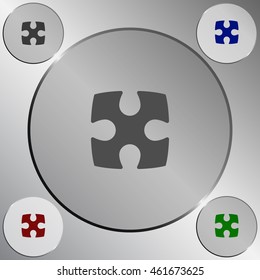 Flat paper cut style icon of puzzle part