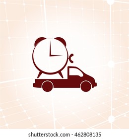 Flat paper cut style icon of vehicle. Delivery car symbol vector illustration