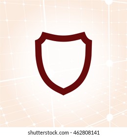 Flat paper cut style icon of a shield. Vector illustration