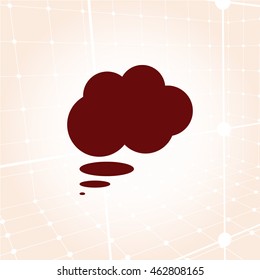 Flat paper cut style icon of thought cloud. Vector illustration