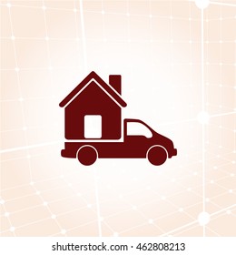 Flat paper cut style icon of vehicle. Delivery car symbol vector illustration