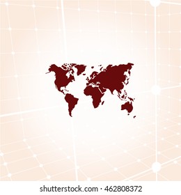 Flat paper cut style icon of World Map. Vector illustration