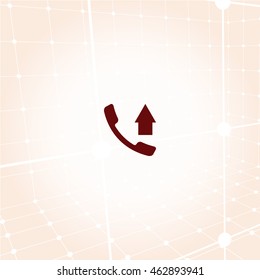 Flat paper cut style icon of out-coming call. Vector illustration