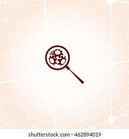 Flat paper cut style icon of magnifier. Vector illustration