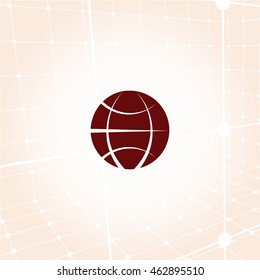 Flat paper cut style icon of globe. Vector illustration