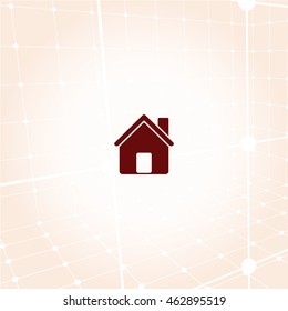 Flat paper cut style icon of house. Vector illustration