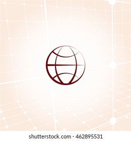 Flat paper cut style icon of globe. Vector illustration