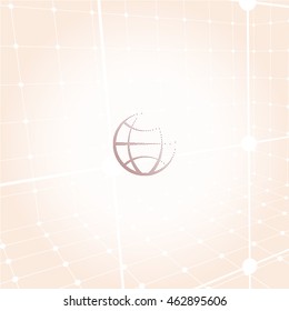 Flat paper cut style icon of globe. Vector illustration