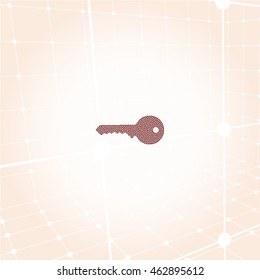 Flat paper cut style icon of an old key. Vector illustration