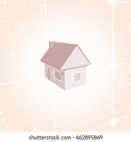 Flat paper cut style icon of house model vector illustration