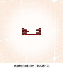 Flat paper cut style icon of brickwork fragment. Vector illustration