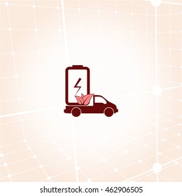 Flat paper cut style icon of eco vehicle. Delivery car symbol vector illustration
