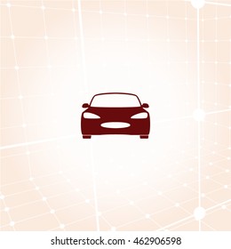 Flat paper cut style icon of a car. Vector illustration