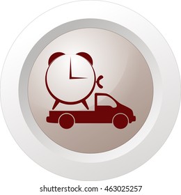 Flat paper cut style icon of vehicle. Delivery car symbol vector illustration