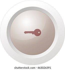 Flat paper cut style icon of an old key. Vector illustration