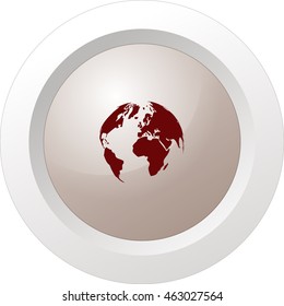 Flat paper cut style icon of globe. Vector illustration