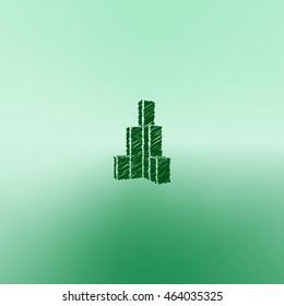 Flat paper cut style icon of sketchy building vector illustration