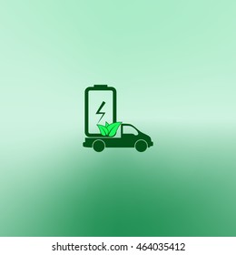 Flat paper cut style icon of eco vehicle. Delivery car symbol vector illustration